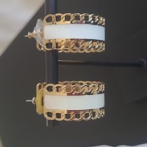 Enamel & Gold Hoops